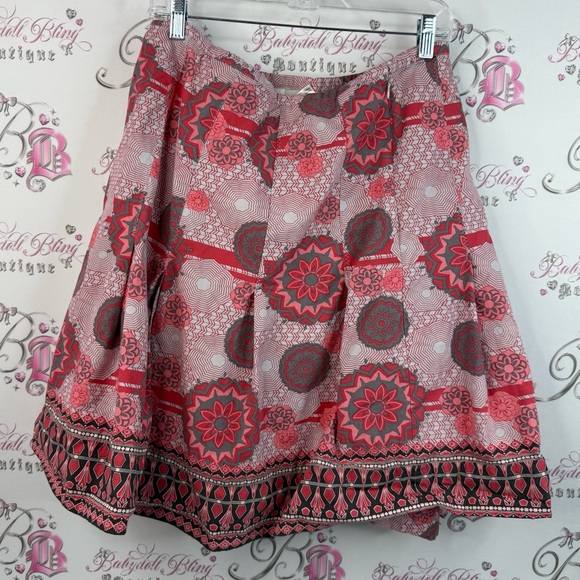 Soyaconcept skirt pleated paisley Chic Floral A-Line Skirt - Red and Pink - Picture 2 of 12